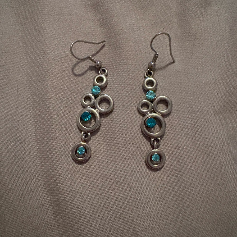 Elegant Silver and Blue Dangle Earrings